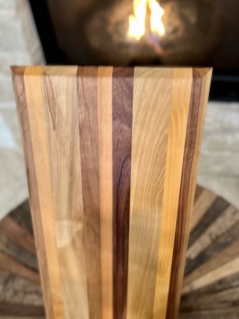 Custom Walnut, Maple and Cherry 26” X 12 1/8” Cutting Board with a long sleek low profile design. XL size for Brisket and Ribs.