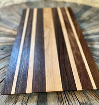 Custom one of a kind 24” X 12 3/4” Cutting Board Walnut and Beach Wood Long sleek low profile design. XL size for Briskets and Ribs.