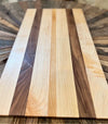 Cherry Wood, Maple and Walnut Hand Made Cutting Board 25 5/8” wide 13” tall and 3/4” thick board