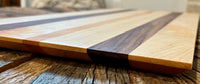 Cherry Wood, Maple and Walnut Hand Made Cutting Board 25 5/8” wide 13” tall and 3/4” thick board