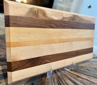 Cherry Wood, Maple and Walnut Hand Made Cutting Board 25 5/8” wide 13” tall and 3/4” thick board