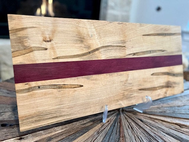 Purple Heart and Ambrosia Maple Cutting Board. 29 9/16” wide 11” tall and 3/4” thick XL Board BBQ Board